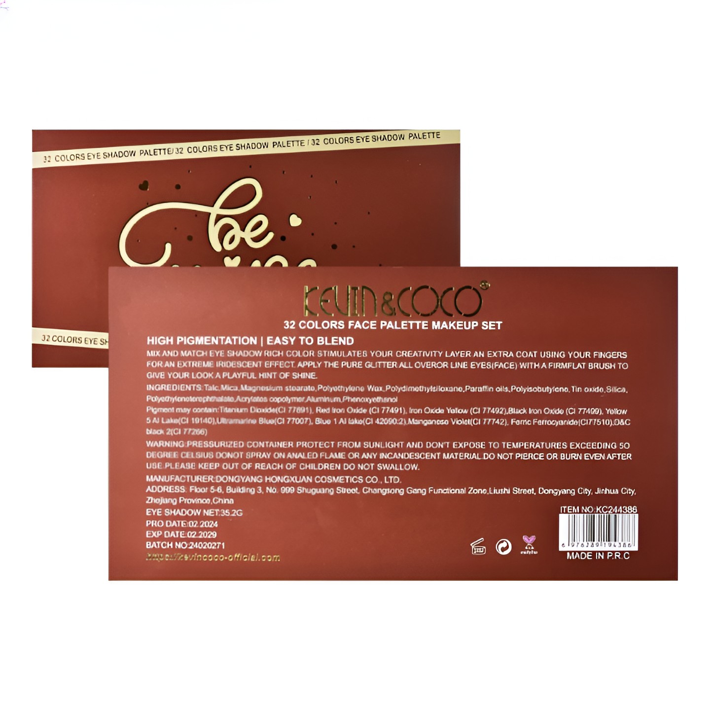 Trusa de Machiaj, KEVIN & COCO, Be Mine, 32 culori, 25.7 x 14.3 x 1.2 cm - imagine 3