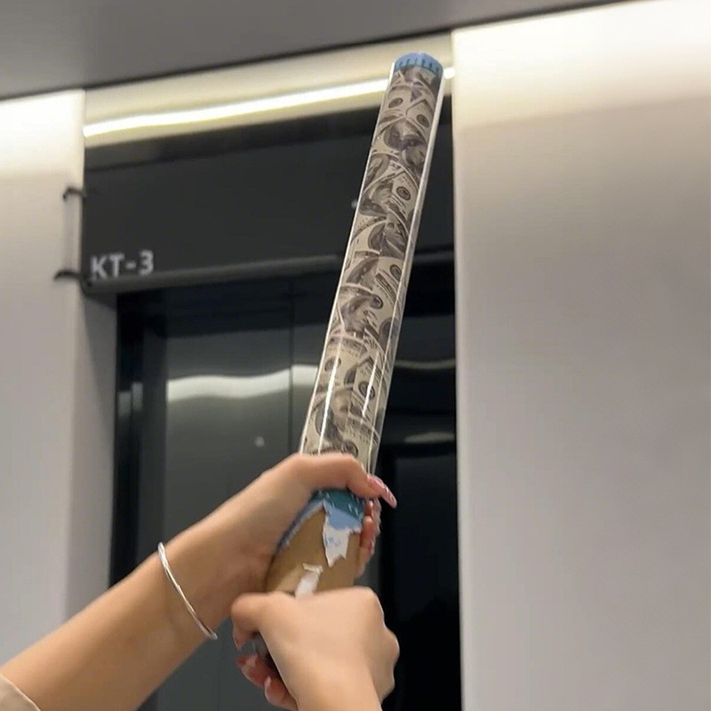 Tub de Confetti, Flippy, Money, 60x5 cm, Confetii Asortate Model Dolari, Eliberare prin Rasucire, Multicolor - imagine 3