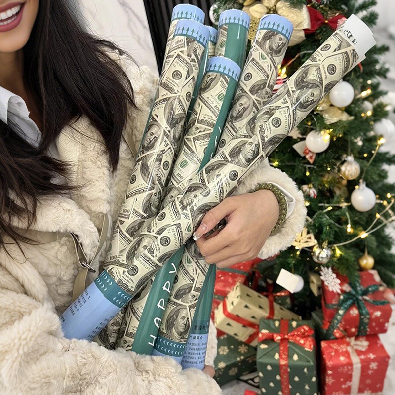 Tub de Confetti, Flippy, Money, 60x5 cm, Confetii Asortate Model Dolari, Eliberare prin Rasucire, Multicolor - imagine 4