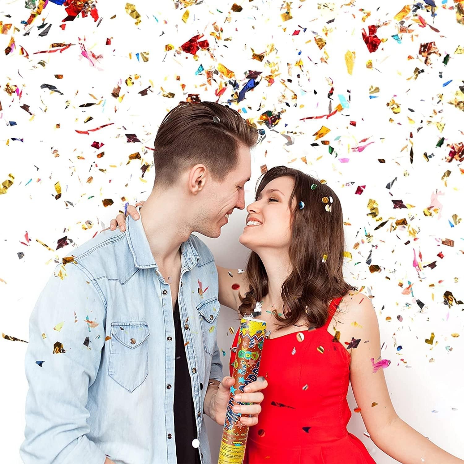 Tub de Confetti, Flippy, Party Popper, 30x5 cm, Confetii Asortate din Aluminiu, Multicolor - imagine 3