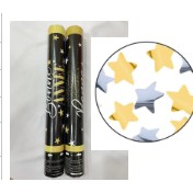 Tub de Confetti, Flippy, Bonne Annee, 40x5 cm, Confetii Stelute din Aluminiu, Auriu/Argintiu