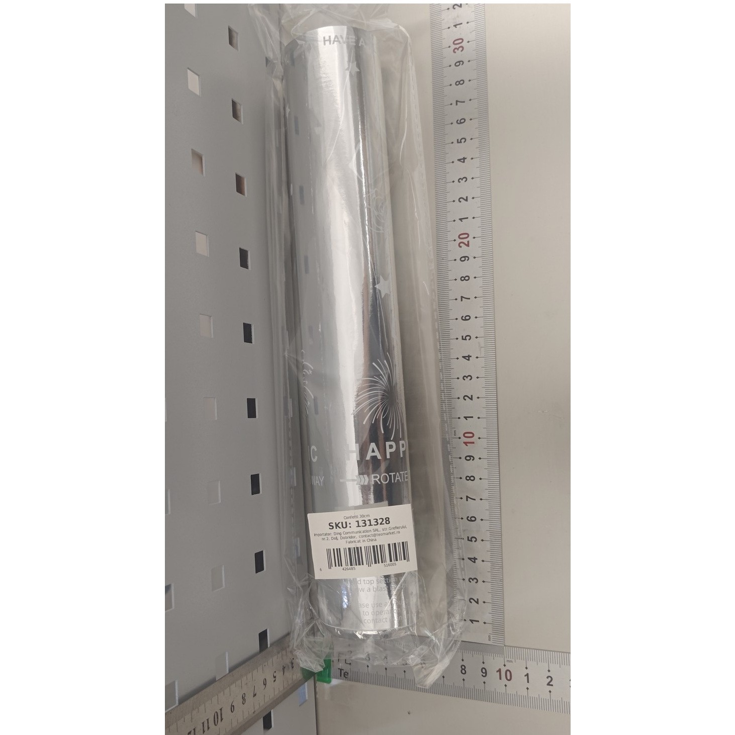 Tun Confetti Petrecere, Flippy, Lungime 30 cm, Argintiu - imagine 2