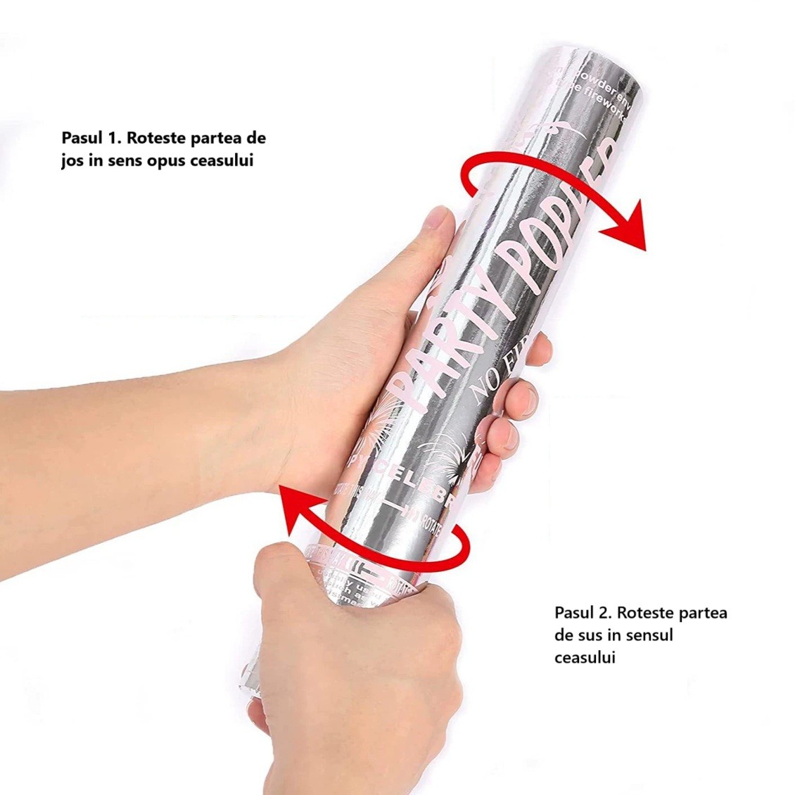 Tun Confetti Petrecere, Flippy, Lungime 30 cm, Argintiu - imagine 4