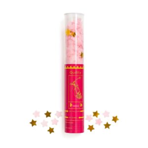 Tun de Confetti, Flippy, 40 cm, Model Stelute din Folie si Hartie, Ambalaj PET, Roz