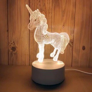 Lampa LED decorativa, Flippy, 3D, Unicorn, cu USB si baterii, 20 cm inaltime, din material acril, lumina multicolora si telecomanda inclusa, alb - imagine 4