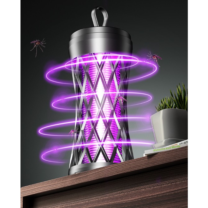 Lampa Anti-Insecte, Flippy, Lumina UV, Electrica, Incarcare USB, 5V, 1A, Silentioasa, 12 x 6 m, Gri - imagine 2