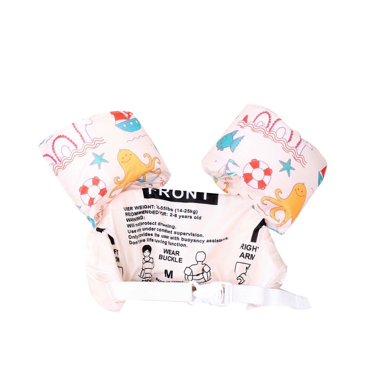 Vesta de salvare pentru copii cu aripioare de inot, Flippy, Crem, Model caracatita - imagine 3