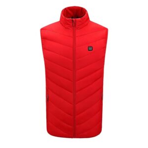 Vesta cu Incalzire, Flippy, Unisex, 2 Zone de Incalzire, Umplutura Bumbac, 3 Trepte de Temperatura, Incarcare USB, Rosu, 58 - 65 kg, Marime XL