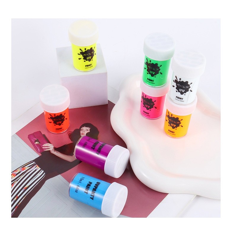 Vopsea pentru Fata si Corp, Flippy, cu Pigment Fosforescent UV, 15 ml, Albastru - imagine 2