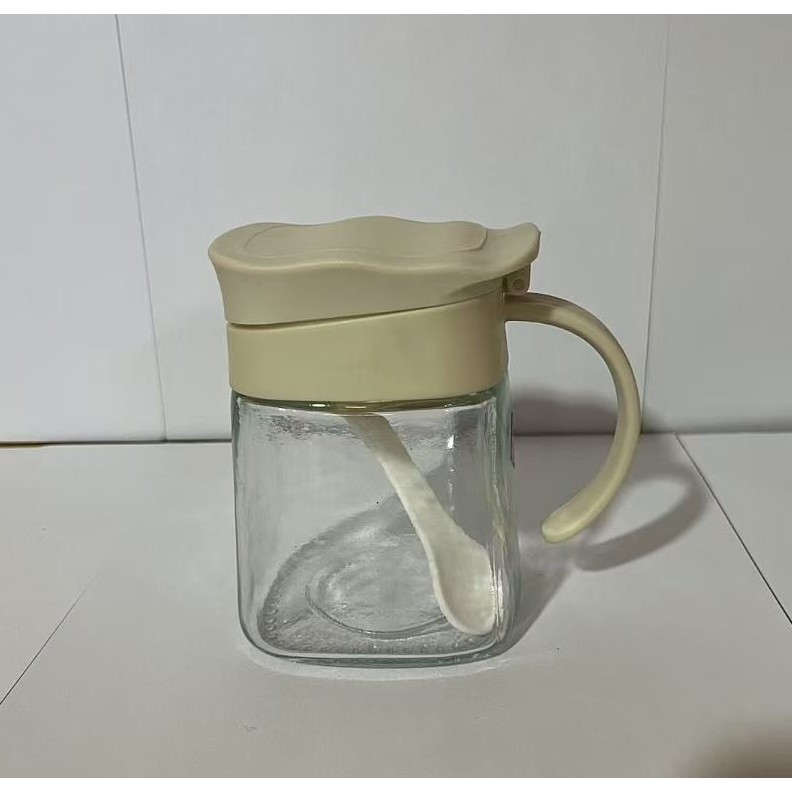 Recipient Condimente, Flippy, din Stilca, 180 ml, cu Maner si Lingurita, 11.3 x 8.2 cm, Capac Ondulat, Alb - imagine 2