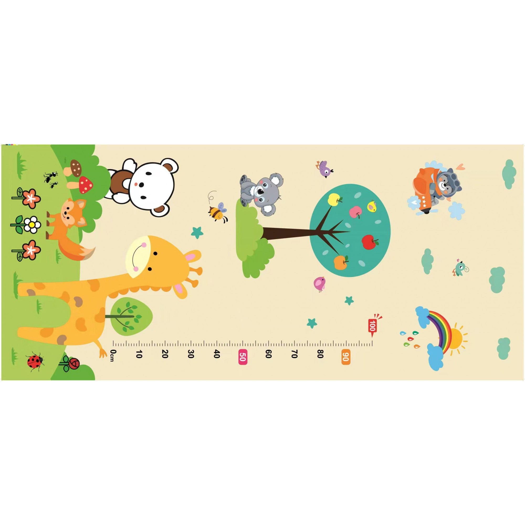 Covoras pentru Copii, Flippy, cu 2 Fete, Model ZOO/Ursulet, din XPE+PE, Impermeabil, Antiderapant, Protectie Termica, +3 Luni, Pliabil, 150 x 200 x 1.5 cm, Multicolor - imagine 2