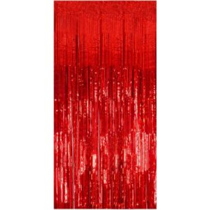 Perdea Franjurata, Flippy, Model Decor Petrecere, pentru Fundal de Poze, Amenajare Colorata a Petrecerii, Dimensiune 100x200 cm, Rosu
