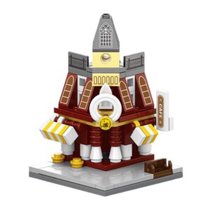 Set de Constructie, Flippy, Jucarie Educativa STEM,  120 Piese, Model 3D, +6 Ani, Colectia Strada Comerciala Europeana, 7.2 x 6.3 x 9.7 cm, Bordo/Gri