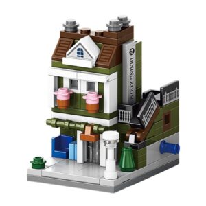 Set de Constructie, Flippy, Jucarie Educativa STEM, 113 Piese, Model 3D, +6 Ani, Colectia Strada Comerciala Europeana, 6.4 x 5.6 x 7.5 cm, Verde/Maro