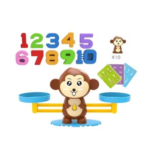 Jucarie Educativa Montessori, Flippy, Joc Interactiv Educational pentru Dezvoltare Logica si Numerare, Model Maimuta Inteligenta, 3 ani+, Maro/Multicolor