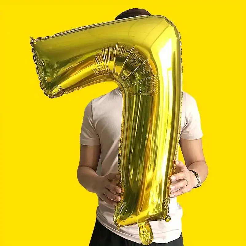 Balon din Folie Flippy, Cifra 7, 81 cm, Pentru Aer sau Heliu, Bulk, Auriu - imagine 3