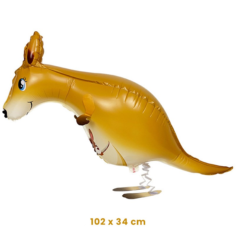 Balon din Folie Metalizata, Flippy, Figurina Animata, Model Cangur, 102x34 cm, Ambalaj Individual, Pai Inclus, Umflare cu Aer sau Heliu, Maro - imagine 2
