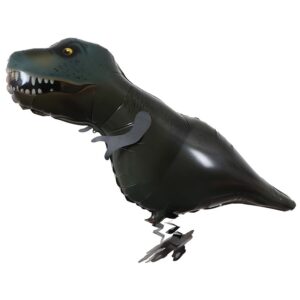 Balon din Folie Metalizata, Flippy, Figurina Animata, Model Dinozaur, 97x48 cm, Ambalaj Individual, Pai Inclus, Umflare cu Aer sau Heliu, Negru