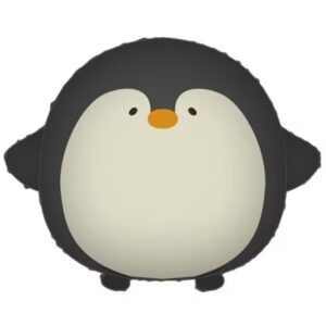 Balon din Folie Metalizata, Flippy, Figurina Animata, Model Pinguin, 54 x 48 cm, Ambalaj Individual, Pai Inclus, Umflare cu Aer sau Heliu, Negru