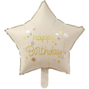 Balon din Folie Metalizata, Flippy, Figurina Animata, Model Stea, 45 cm, Ambalaj Individual, Pai Inclus, Umflare cu Aer sau Heliu, Bej