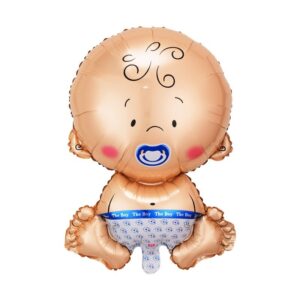 Balon din Folie Metalizata, Flippy, Figurina Baietel, Tema Botez, 73x48 cm, Ambalaj Individual, Pai Inclus, Umflare cu Aer sau Heliu, Albastru
