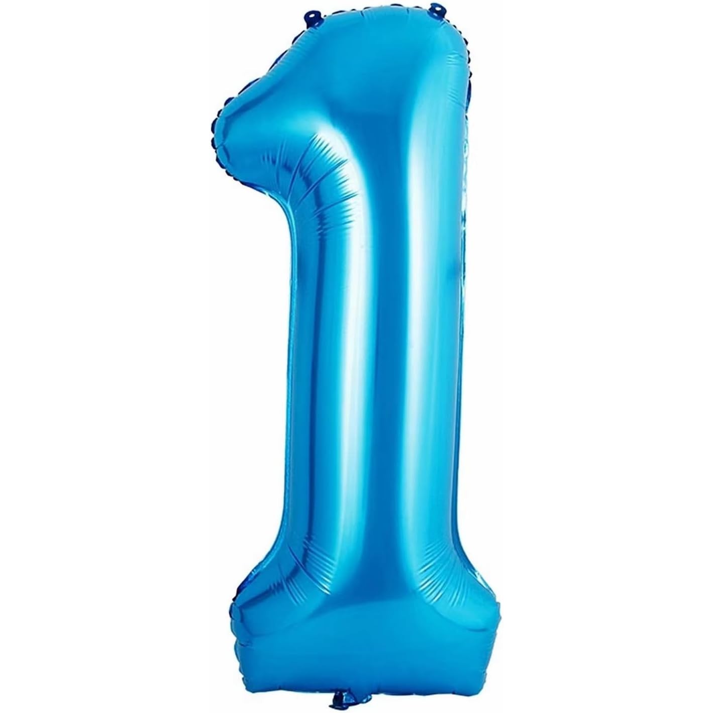 Balon din Folie Metalizata Flippy, Figurina Cifra si Coroana, Tema Aniversare 100 cm, Ambalaj Individual, Pai inclus, Umflare cu Aer sau Heliu, Albastru, Cifra 1 - imagine 2