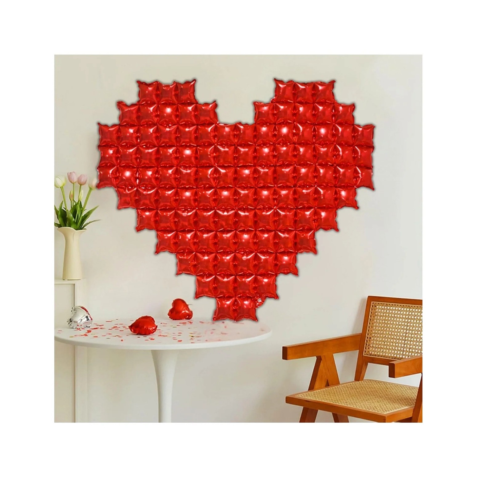 Balon Folie, Flippy, Model Inima, 120 x 135 cm, Rosu - imagine 2