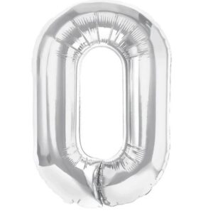 Balon Folie Metalizata Litera O, Flippy, 40 cm, Umflati cu Heliu sau Aer, Ambalaj Individual, Pai inclus, Argintiu