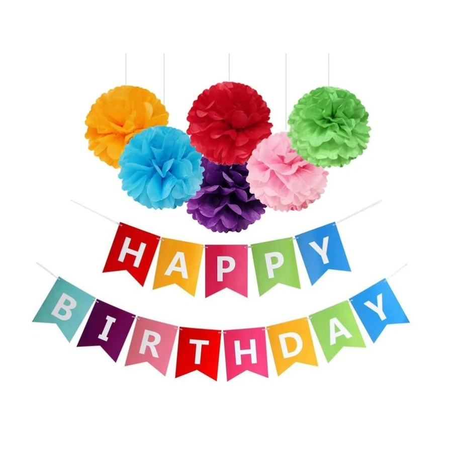 Banner Happy Birthday 100x200 cm, Flippy, Dimensiune Stegulet 11.5x16.5 cm, Rola de Ata Inclusa, Multicolor - imagine 2