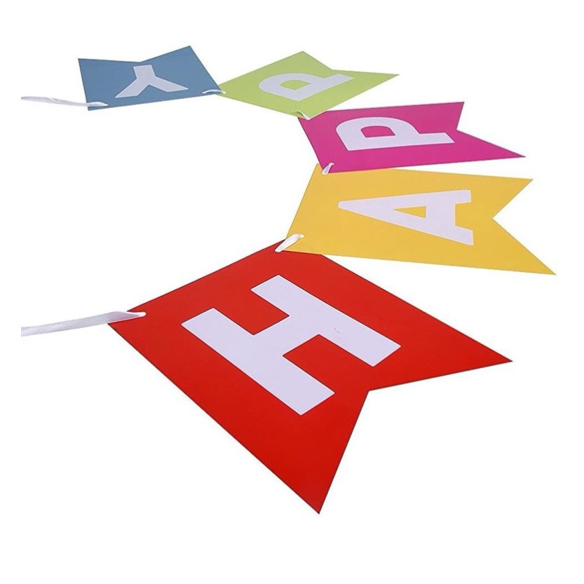 Banner Happy Birthday 100x200 cm, Flippy, Dimensiune Stegulet 11.5x16.5 cm, Rola de Ata Inclusa, Multicolor - imagine 3