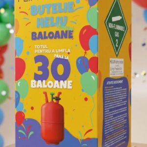 Butelie Heliu de Unica Folosinta, Butelie pentru 30 Baloane Latex, Ideala pentru Petreceri si Evenimente, 7l, 20x20x37, Rosu
