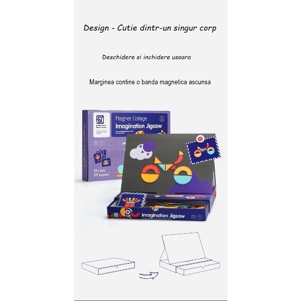 Carte magnetica educativa, Flippy, 2 in 1, Puzzle creativ, 129 piese - imagine 3