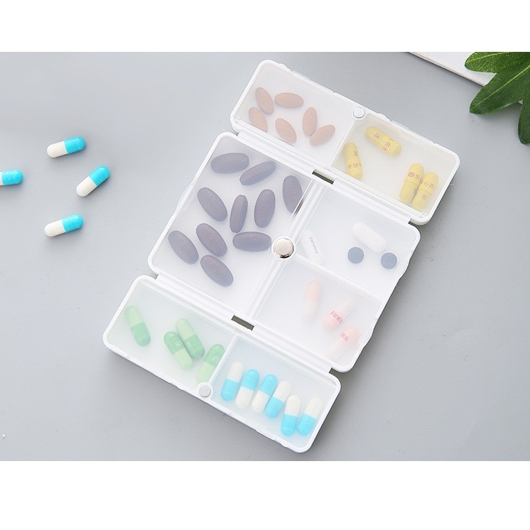 Cutie depozitare medicamente, 7 compartimente sigilate individual, pliabila, portabila, Flippy, Alb/Negru - imagine 3