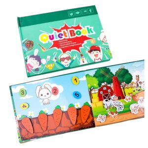 Carte Educativa cu Stickere Reutilizabile, Flippy, Quiet Book Senzoriala cu Pagini Interactive , Joc Montessori, Dezvolta Motricitatea Fina si Logica, Quiet Book pentru Invatare Timpurie, 3 ani, Multicolor
