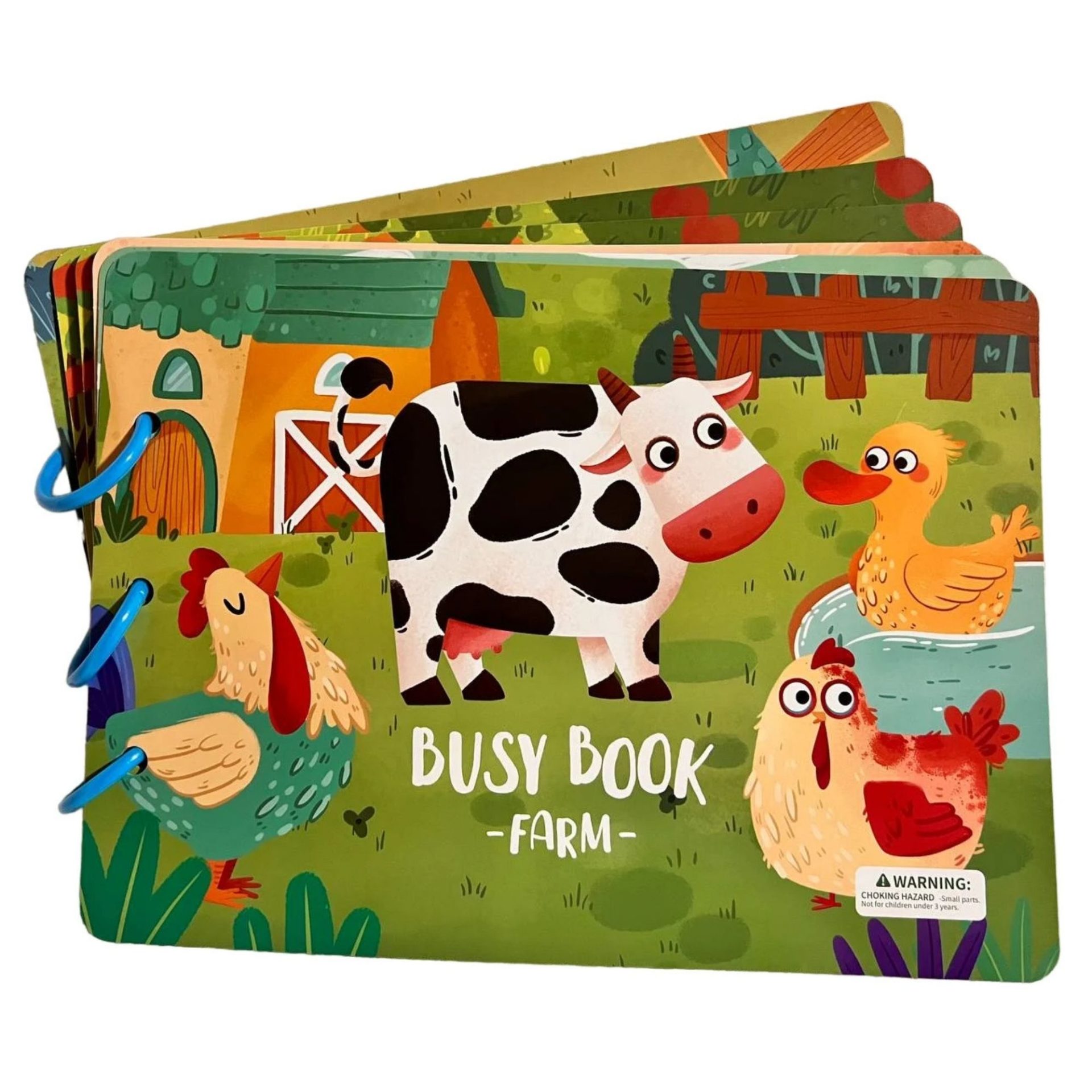 Carte Educativa cu Stickere Reutilizabile, Flippy, Busy Book Senzoriala cu Pagini Interactive , Joc Montessori, Seria ''Viata la Ferma'', Dezvolta Motricitatea Fina si Logica, Carte pentru Invatare Timpurie, 3 ani, Multicolor