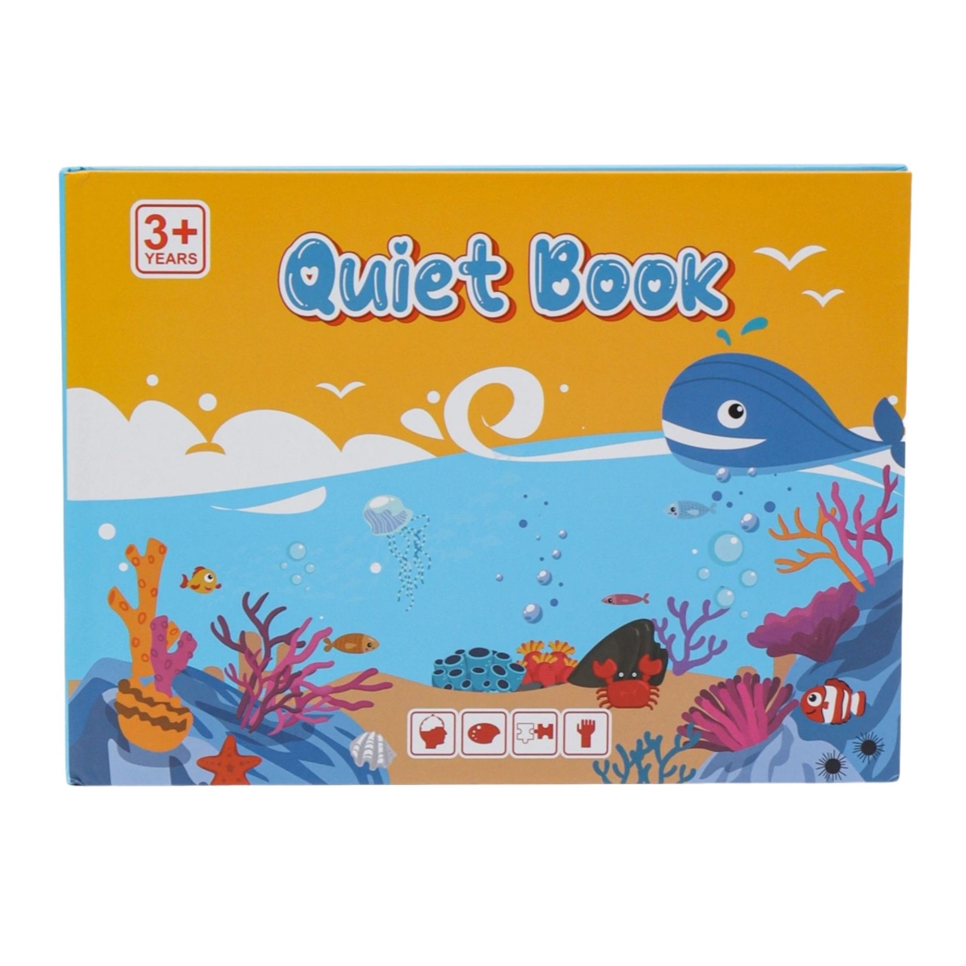 Carte Educativa cu Stickere Reutilizabile, Flippy, Quiet Book Senzoriala cu Pagini Interactive, Joc Montessori, Seria ''Lumea Acvatica'', Dezvolta Motricitatea Fina si Logica, pentru Invatare Timpurie, 3 ani, Multicolor