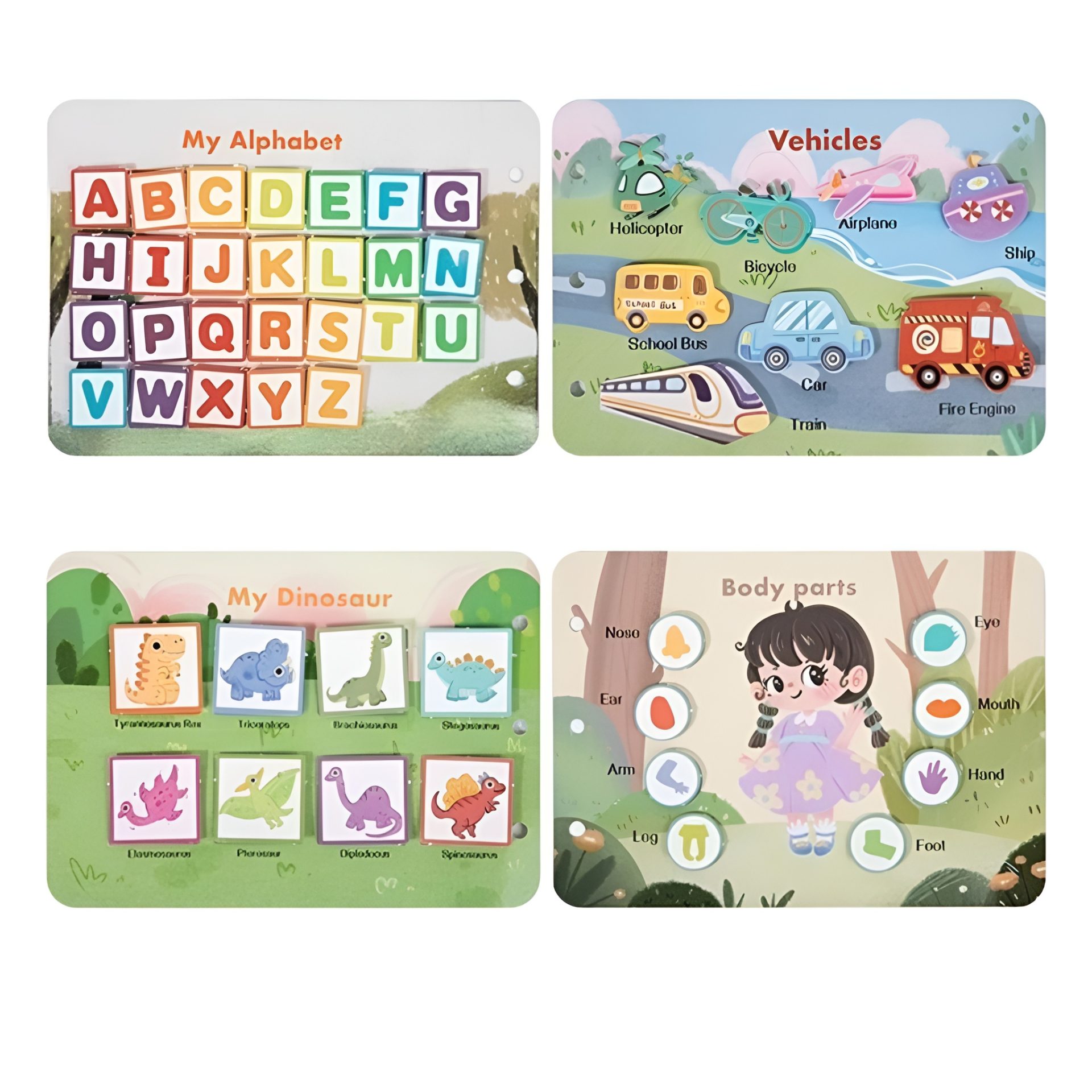 Carte Educationala Montessori, Flippy, Joc Educational Busy Book, Carte Senzoriala cu 12 Teme de Invatare, Dezvolta Motricitatea Fina si Logica, Alfabet, Cifre, Jucarie de Calatorie, 3ani+, Multicolor - imagine 3