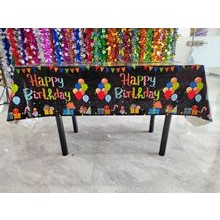 Fata de Masa, Flippy, din Folie, Imprimeu Happy Birthday cu Baloane, 137 x 183 cm, Negru - imagine 4