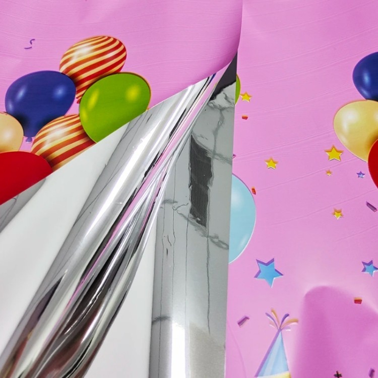 Fata de Masa, Flippy, din Folie, Imprimeu Happy Birthday cu Baloane, 137 x 183 cm, Roz - imagine 4