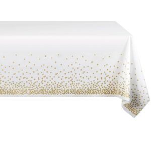 Fata de Masa, Flippy, din PEVA, Imprimeu Buline, 137 x 274 cm, Impermeabila, Fara Pete, Curatare Rapida, Crem