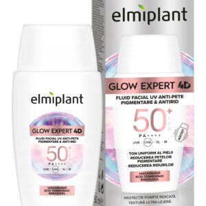 Fluid Facial, Elmiplant, Glow Expert 4D UV Anti Pete Pigmentare si Antirid, SPF 50+, 50 ml