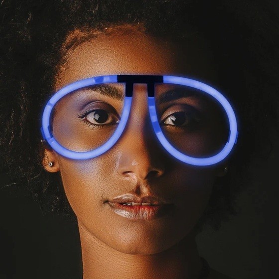 Ochelari Decorativi, Flippy, din Plastic, Fluorescenti, Accesoriu Petrecere, Albastru - imagine 2