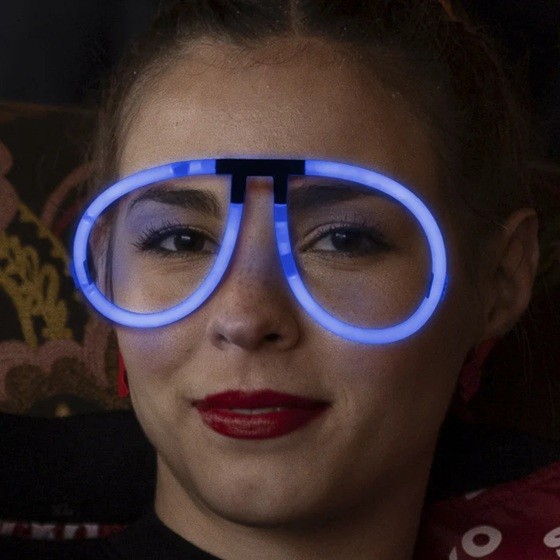 Ochelari Decorativi, Flippy, din Plastic, Fluorescenti, Accesoriu Petrecere, Albastru - imagine 3