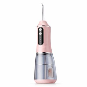 Irigator Bucal Electric, Flippy,  Portabil, Dus Bucal pentru Curatare, Indepartare Tartru, 4 Capete, 25 x 8 x 8 cm, Roz