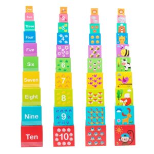 Jucarie de Construit, Flippy, Blocuri Stivuibile, +3 Ani, 10 Cutii, Invatare numere 1-10, 13.4 x 13.4 x 13.4 cm, Multicolor