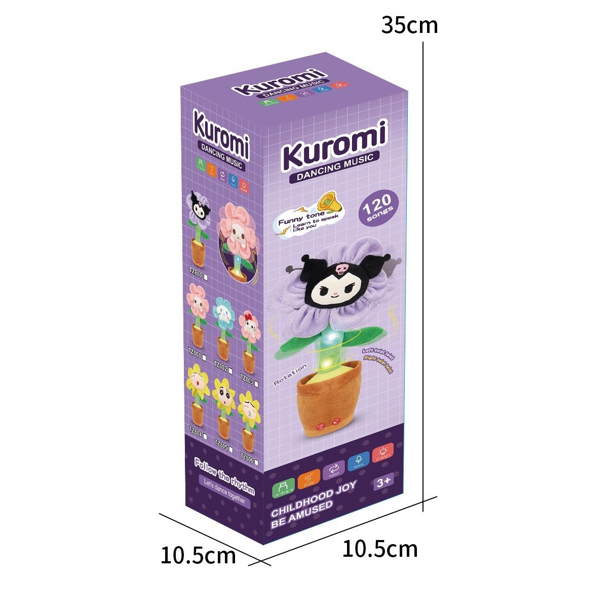 Jucarie de Plus Interactiva, Flippy, cu Acumulator si Cablu USB, 120 Cantece, Model Furios Negru Vorbitor si Dansator, 33 x 12 cm Functie de Imitare si Inregistrare, Multicolor - imagine 4