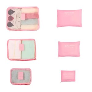 Set 6 Gen?i de Calatorie, Flippy, pentru Depozitare, Impermeabile, Organizator, Multifunc?ionale, Design cu Plasa, Pliabile, Fermoar, Dimensiuni Diferite, Roz