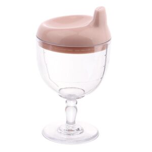 Pahar din Plastic Transparent cu Picior, Flippy, pentru Copii, 14 x 7.7 cm, cu Cioc Antiscurgere, + 3 Ani, Fara Maner, Roz