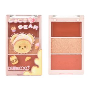 Paleta Fard de Obraz, Kevin&Coco, 3 Culori, Blush, Iluminator, Contur, Textur? Fin?, Efect Natural, pentru Toate Tipurile de Ten, 71.7 g, 6.7 x 1.5 x 11 cm, Bronz