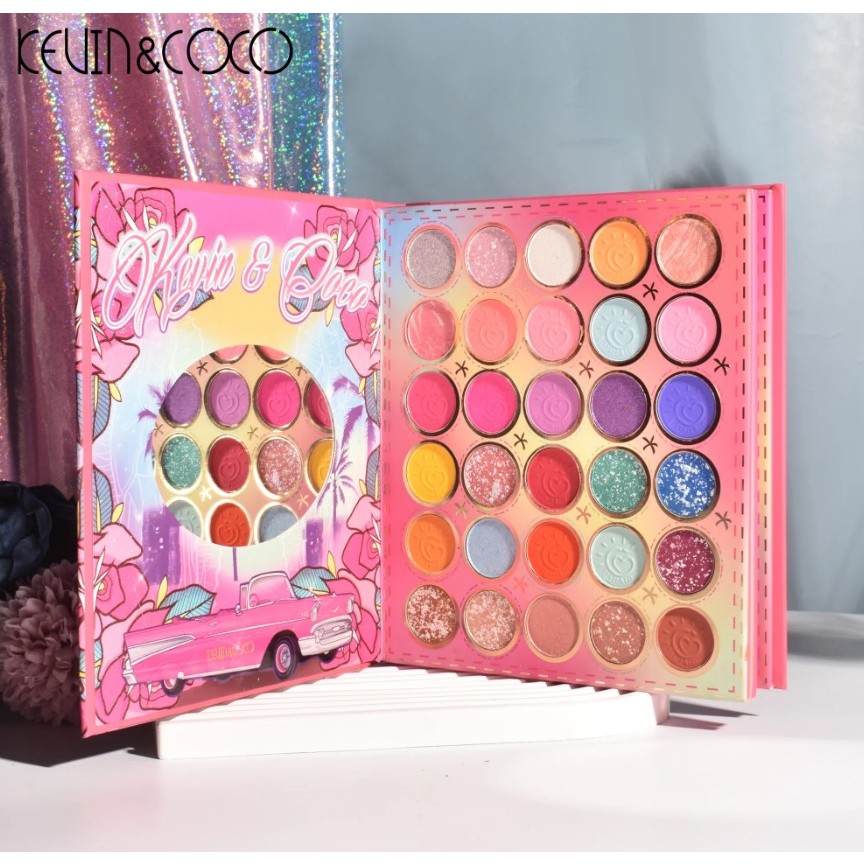 Paleta farduri Kevin&Coco, 69 nuante, blush, iluminator, conturing, deschidere tip carte, 18.6 x 16.5 cm, 97 g, multicolor, model 2 - imagine 4
